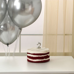 Свеча для торта, цифра 2 + воздушные шары, 5 шт, серебро - Страна карнавалия фото 2