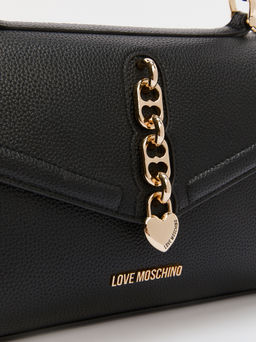 Женская сумка с ручками LOVE MOSCHINO CHAIN DETAIL CROCO Артикул 4192248, черный