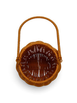 Корзина плетёная для хранения «Шар», 14×14×12 см, ручка h=16 см, пластиковая, коричневая