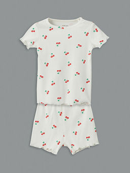 Kiraz Bask?l? K?z Bebek ?ortlu Pijama Tak?m