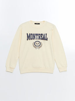 Bisiklet Yaka Bask?l? K?z ?ocuk Sweatshirt