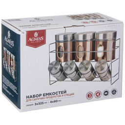 НАБОР БАНОК ДЛЯ СЫПУЧИХ ПРОДУКТОВ И БАНОЧЕК ДЛЯ СПЕЦИЙ НА МЕТАЛ. ПОДСТАВКЕ - Agness фото 2