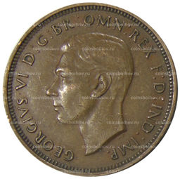 Монета 1/2 пенни 1938 года Австралия