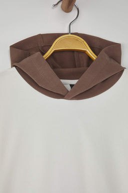 Bej 100% Pamuk Duz/Basic Kapusonlu Oversize Orme Erkek Cocuk Sweatshirt TKDAW26SW00007 - Trendyolmilla фото 3