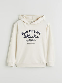 Kap??onlu Bask?l? Erkek ?ocuk Sweatshirt