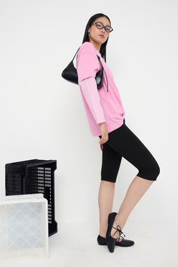 Teen Antrasit Dokuma Garni Detayl? Oversize/Genis Kal?p Uzun Kollu Orme T-Shirt TWOAW26TS00003 - Trendyolmilla фото 2