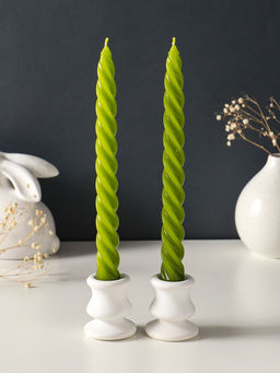 Набор свечей витых, 2.3×24.5 см, 5 ч, 50 г, 2 шт., оливковый