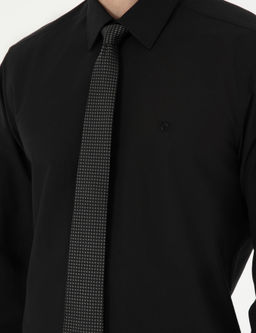 Siyah Slim Fit Uzun Kollu Basic G_mlek