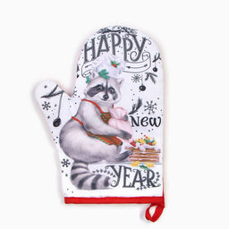 Варежка-прихватка новогодняя Happy new year, 20?27 см,100% п/э