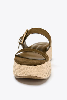 STRAPPY RAFFIA-EFFECT PLATFORM SANDALS - Zara фото 8
