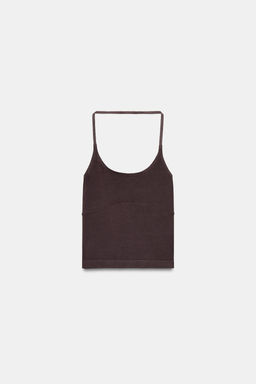 TOP HALTER SEAMLESS / Chocolate - Zara фото 6