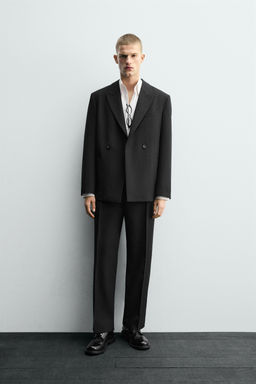 DOUBLE-BREASTED 100% WOOL SUIT BLAZER