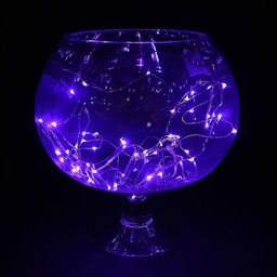 Гирлянда «Нить» 5 м роса, IP20, серебристая нить, 50 LED, батарейки CR2032×2 (в комплекте), свечение фиолетовое