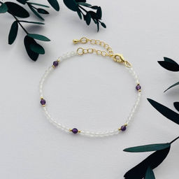 Браслет из Горного Хрусталя с Аметистом