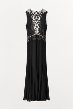 VESTIDO GODETS BORDADOS ABALORIOS / Negro - Zara фото 5