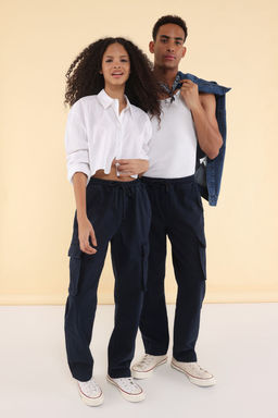 TRENDYOL MAN Ac?k Haki Unisex Regular Fit Lastikli Beli Baglamal? Kargo Cepli Pantolon TMNSS24PL00003 - Trendyolmilla фото 30