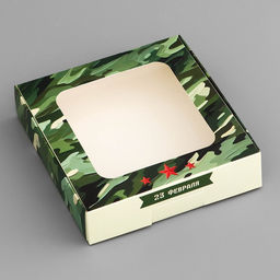 Цена за 5 шт. Коробка подарочная сборная с окном, упаковка, 23 февраля, 13?13?3 см