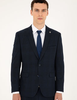 Lacivert Slim Fit Tak_m Elbise