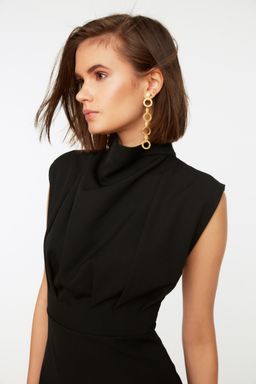 TRENDYOLMILLA Bordo Vucuda Oturan Dik Yaka Midi Kalem Etek Dokuma Elbise TWOAW20EL0311  фото 45