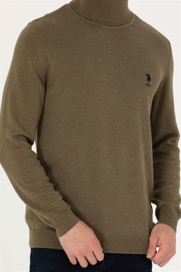 U. S. Polo Assn Мужской базовый свитер хаки меланжевого цвета - U.s. polo assn фото 6