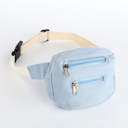Сумка детская поясная на молнии, наружный карман, голубая