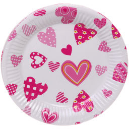 Цена за 6 шт. Тарелка бумажная 18 см в наборе 10 шт "Сердечки"
