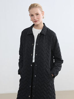 G?mlek Yaka Desenli Kad?n ?i?me Mont