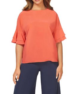 Блузка шелковая, коралловая