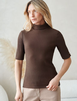 Водолазка из фактурного трикотажа в рубчик - Vilatte фото 6