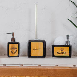 Дозатор для моющего средства с подставкой для губки SAVANNA Природа, 450 мл, цвет чёрный  фото 6