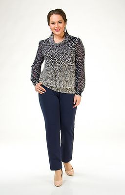 Блуза из мягкого шелковистого трикотажа с утонченным узором горох - Ckc collections фото 2