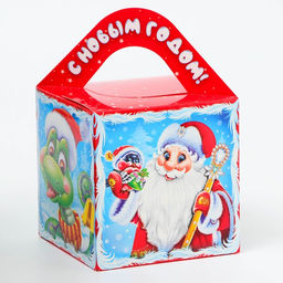 Цена за 5 шт. Подарочная коробка Новогодняя Кубик большой «Сладкая парочка» с анимацией 12×12×12 см