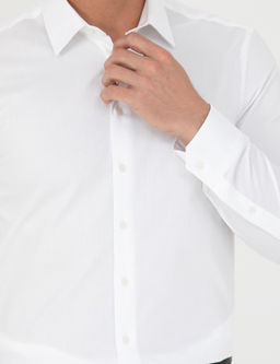 Белая приталенная рубашка с длинным рукавом - Cacharel фото 7