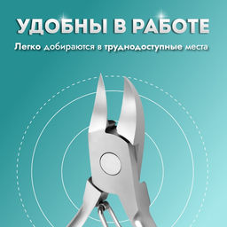 Кусачки педикюрные, с колпачком, изогнутая ручка, изогнутое лезвие, 11 см, длина лезвия-15 мм