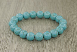 Браслет "Классика" бирюза (имитация), круглые 10мм