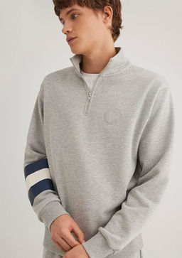 Mavi Patch Logo Yar? Fermuarl? Gri Sweatshirt  фото 3
