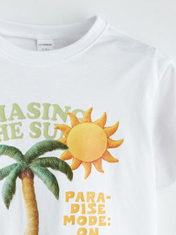 Bisiklet Yaka Bask?l? Erkek ?ocuk Ti??rt