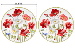 Набор тарелок 2 пр. 300 мл 21,5*21,5*3 см Маки глубокие NEW BONE CHINA