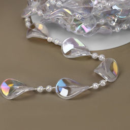 Бусы на нитях, с голографией, 16 мм, 9±1 м, прозрачные