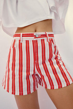 SHORTS MOM FIT RAYAS / Raya Roja - Zara фото 2