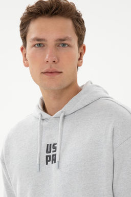 Erkek Comfort Fit Kap__onlu K_sa Kollu Gri Melanj Sweatshirt - U.s. polo assn фото 2