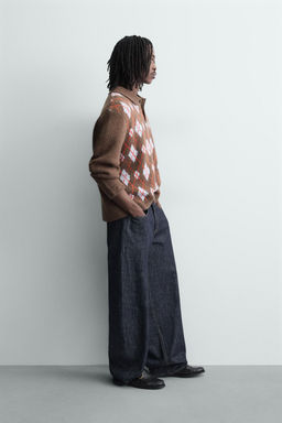 KNIT ARGYLE POLO SHIRT WITH RIPPED EFFECT - Zara фото 4