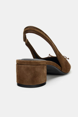 LEATHER SLINGBACK HEELS - Zara фото 10