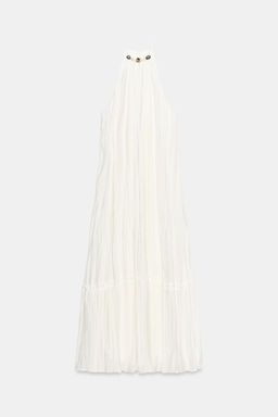 VESTIDO MIDI EFECTO ARRUGADO ABALORIOS / Crudo - Zara фото 9