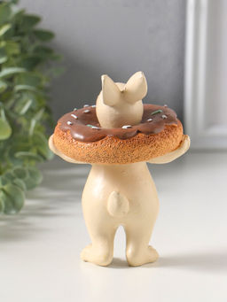 Фигурка полистоун Зайчик с пончиком в глазури на шее, 8.8?7.8?12 см