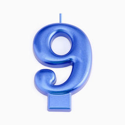 Цена за 3 шт. Свеча для торта «Европейская ГИГАНТ», цифра 9, 7 см, синий металлик