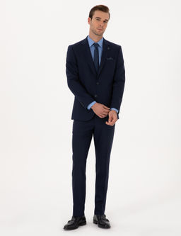 Lacivert Slim Fit Tak_m Elbise