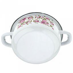 Китайская роза Кастрюля эмалированная 1,45л, форма цилиндрическая, металлическая крышка (Россия) - Домашняя мода фото 4