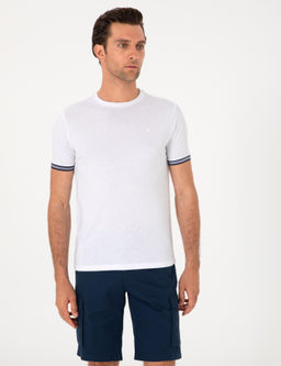 Beyaz Regular Fit %100 Pamuk Bisiklet Yaka T-shirt - Cacharel фото 3