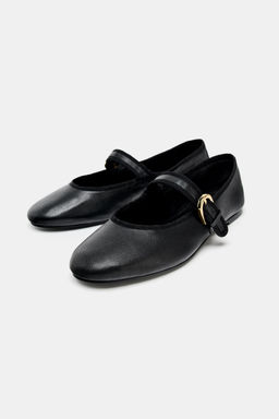 FLAT LEATHER BALLERINAS - Zara фото 8